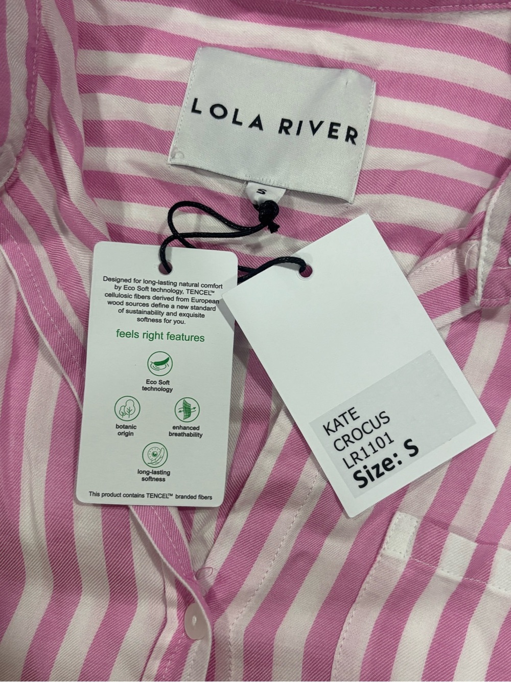 🐞Pink & White Vertical Stripe Button-Front Blouse - Picture 7 of 11